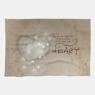 Heart Religious Encouragement, Grunge Kitchen Towel