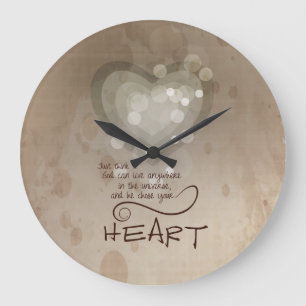Heart Religious Encouragement, Grunge Large Clock