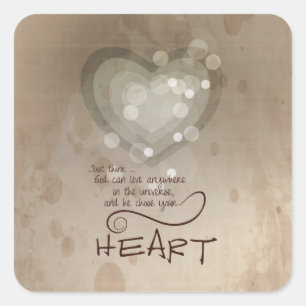 Heart Religious Encouragement, Grunge Square Sticker