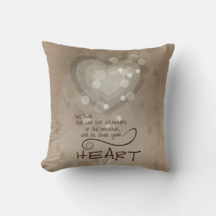 Heart Religious Encouragement, Grunge Throw Pillow