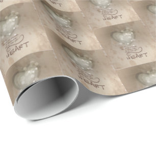 Heart Religious Encouragement, Grunge Wrapping Paper