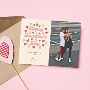 Heart Retro Happy Galentine's Day Bestfriend Photo Postcard