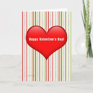 Heart Retro Striped Valentine's Day Card