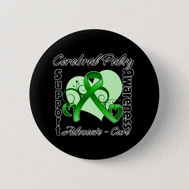 Heart Ribbon - Cerebral Palsy Awareness 2 Inch Round Button (Front)