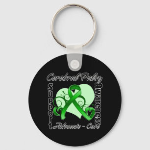 Heart Ribbon - Cerebral Palsy Awareness Keychain