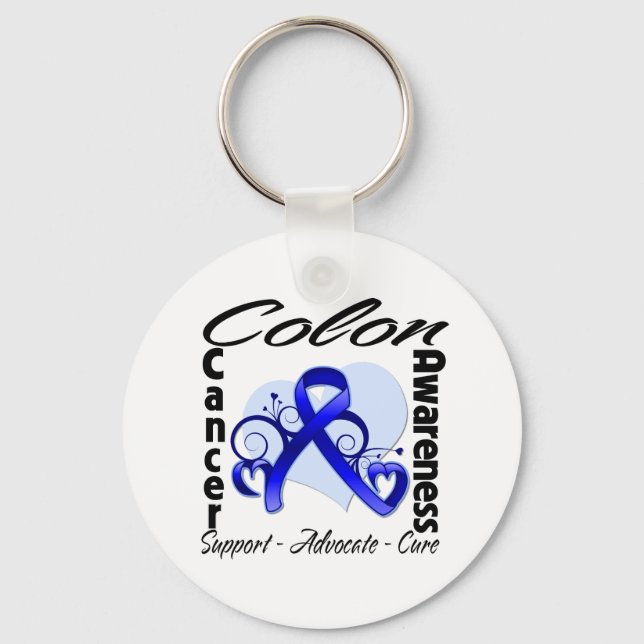 Heart Ribbon - Colon Cancer Awareness Keychain (Front)