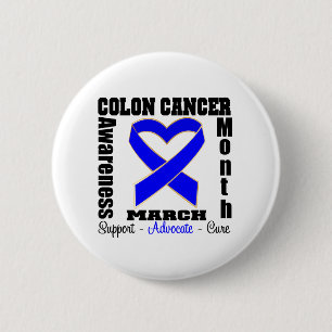 Heart Ribbon - Colon Cancer Awareness Month 2 Inch Round Button