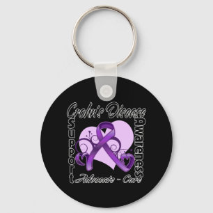 Heart Ribbon - Crohn's Disease Awareness Keychain