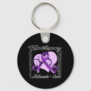Heart Ribbon - Epilepsy Awareness Keychain