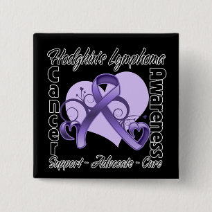 Heart Ribbon - Hodgkins Lymphoma Awareness 2 Inch Square Button