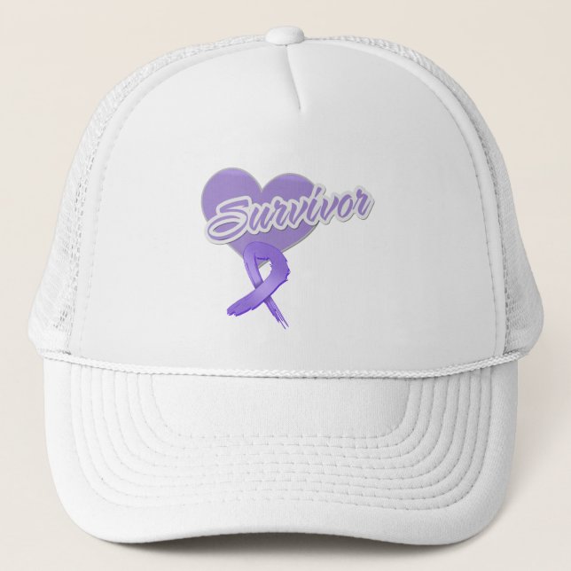Heart Ribbon - Hodgkin's Lymphoma Survivor Trucker Hat (Front)
