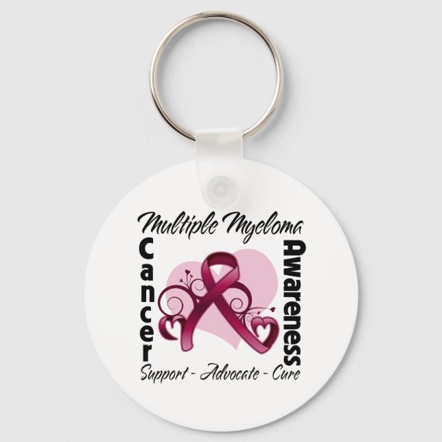 Heart Ribbon - Multiple Myeloma Awareness Keychain (Front)