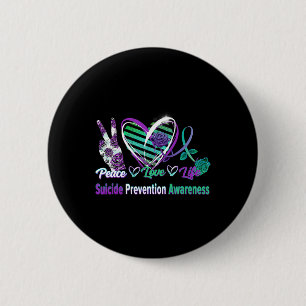 Heart Ribbon Rose Peace Love Mental Health Suicide 2 Inch Round Button