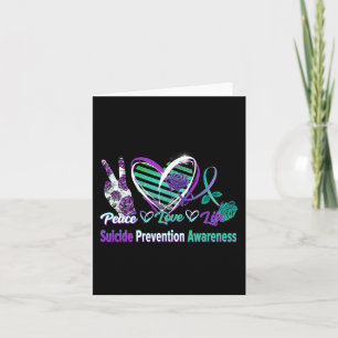 Heart Ribbon Rose Peace Love Mental Health Suicide Card