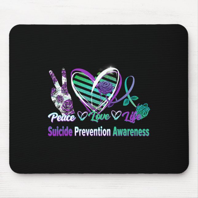 Heart Ribbon Rose Peace Love Mental Health Suicide Mouse Pad (Front)