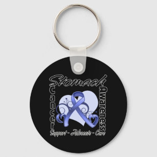 Heart Ribbon - Stomach Cancer Awareness Keychain
