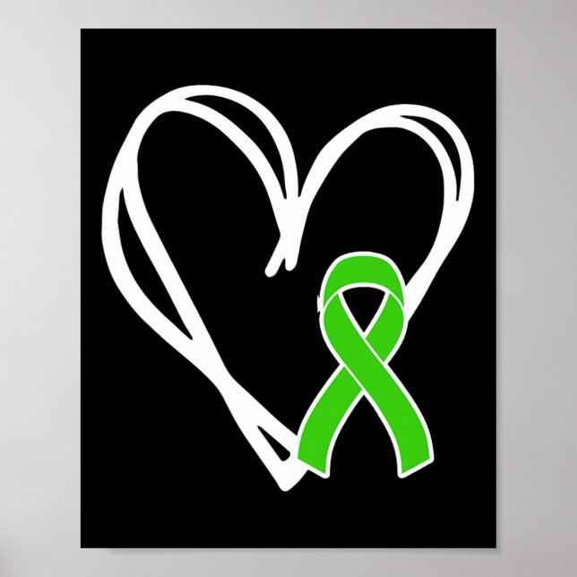 Heart Ribbon Support Mental Health Awareness Month Poster (Front)