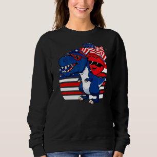 Heart Riding Dinosaur 4th Of July Cute Patriotic R Sweatshirt