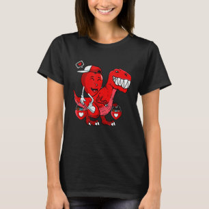 Heart Riding Dinosaur Valentines Day Rex Love Boys T-Shirt
