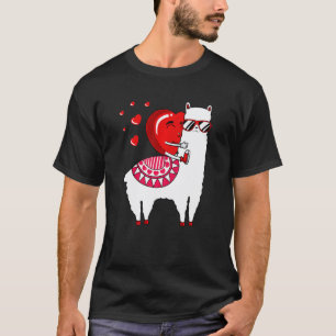Heart Riding Llama Valentines Day Alpaca Animal Lo T-Shirt