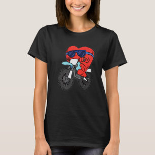 Heart Riding Motorcycle Valentines Day Dirt Bike L T-Shirt