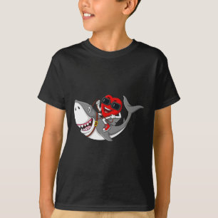 Heart Riding Shark Valentine's Day Fun Boys Girls T-Shirt