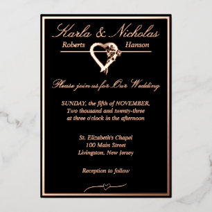 Heart & Roses, Black Wedding, Rose Gold Full