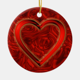 Heart & Roses Ceramic Ornament