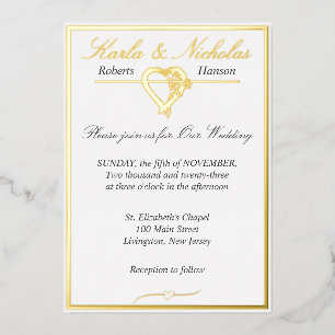 Heart & Roses, Elegant White Wedding, Gold