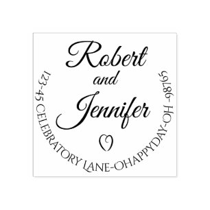 Heart Round Wedding Return Address Stamp Custom
