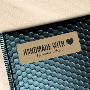 Heart Rustic Bold Handmade with Love Faux Kraft