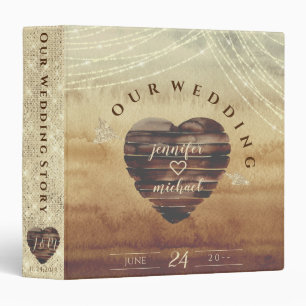 Heart Rustic Wood Wedding Binder