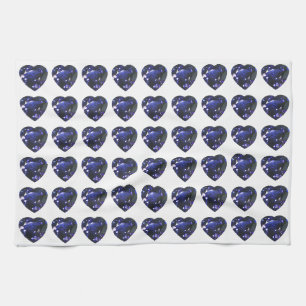 Heart Sapphire Blue Kitchen Towel