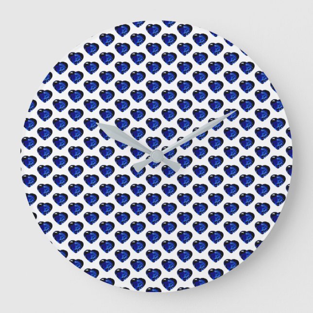 Heart Sapphire Blue Large Clock (Front)