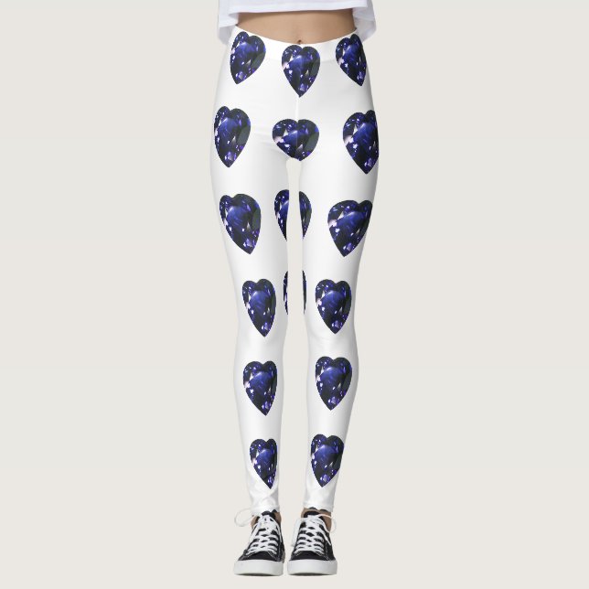Heart Sapphire Blue Leggings (Front)