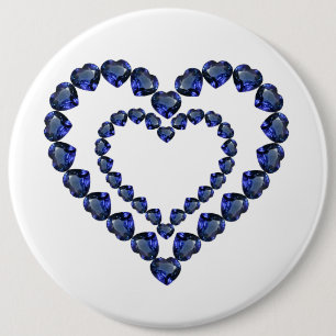 Heart Sapphire Gemstone 6 Inch Round Button