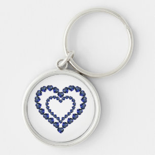 Heart Sapphire Gemstone Keychain
