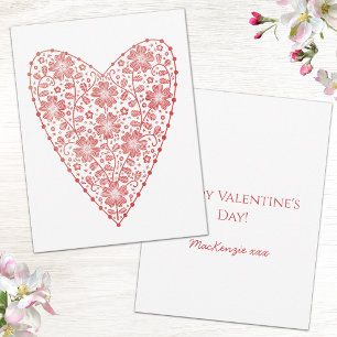 Heart Scandinavian Red White Valentine's Day Card