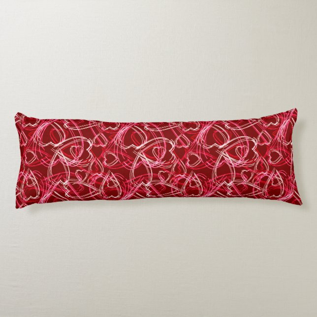 Heart Scribbles Ruby Red Body Pillow (Back)
