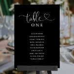Heart Script Black Table Number Seating Chart<br><div class="desc">These elegant black and white heart script double-sided table number seating chart cards are perfect for all celebrations. Designed by Thisisnotme©</div>
