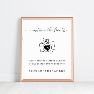 Heart Script Capture the Love Camera Wedding Sign