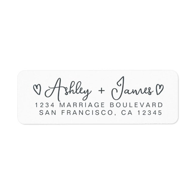 Heart Script Couple Return Address Label (Devant)