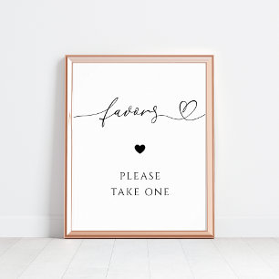 Heart Script Favours Please Take One White Sign