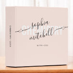 Heart Script Girly Blush Pink 3 Ring Binder<br><div class="desc">Minimalist binder.</div>