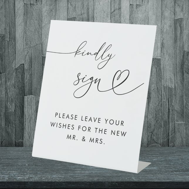 Heart Script Kindly Sign Guest Book Wedding White (Creator Uploaded)