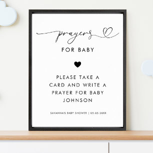 Heart Script Prayers for Baby Baby Shower Sign