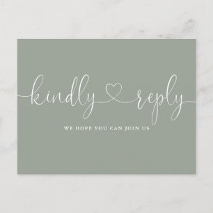Heart Script Sage Green Song Request RSVP Invitation Postcard