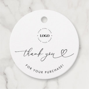 Heart Script Thank You Logo Business Hang Tag