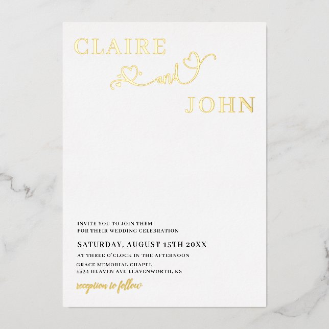 Heart Script Wedding Invitation (Front)