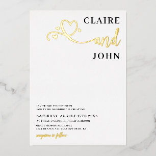 Heart Script Wedding Invitation